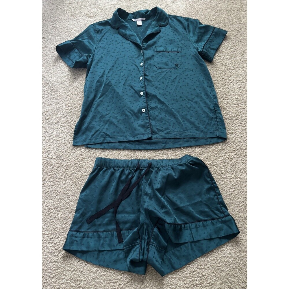 Victoria's Secret Top Short Pajama Set 2 Piece Sleep Set Blue Star  Size Small